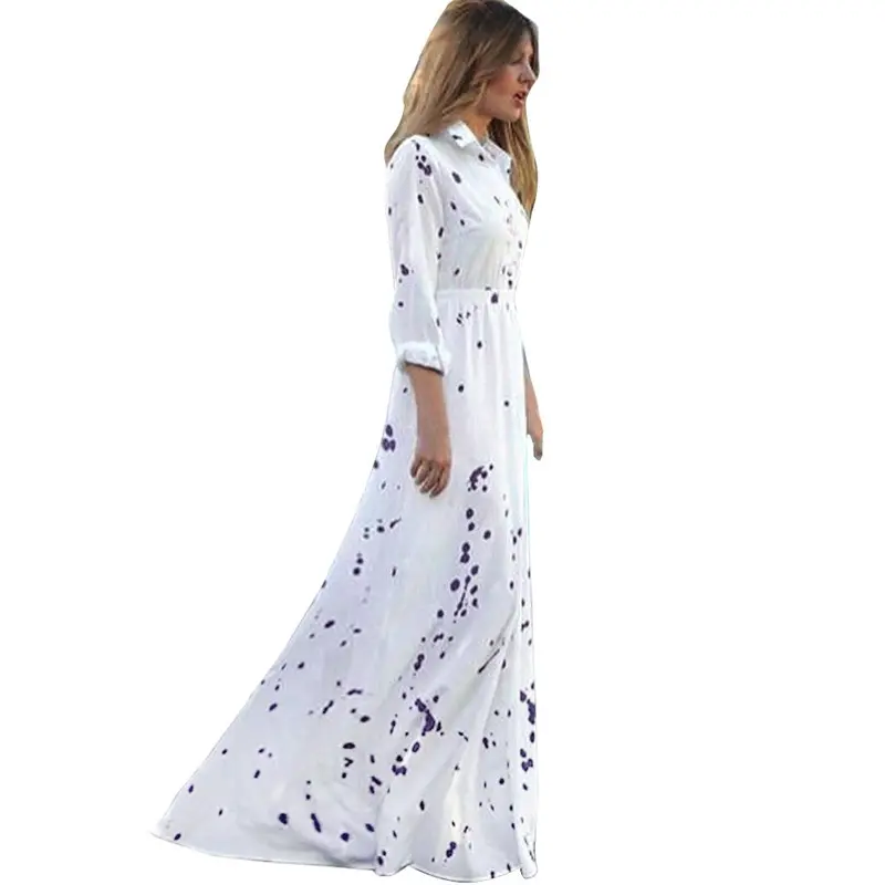 Sexy Women Long Dress Print Ankle Length Basic Maxi Dress Vestidos Femininos Longos 1