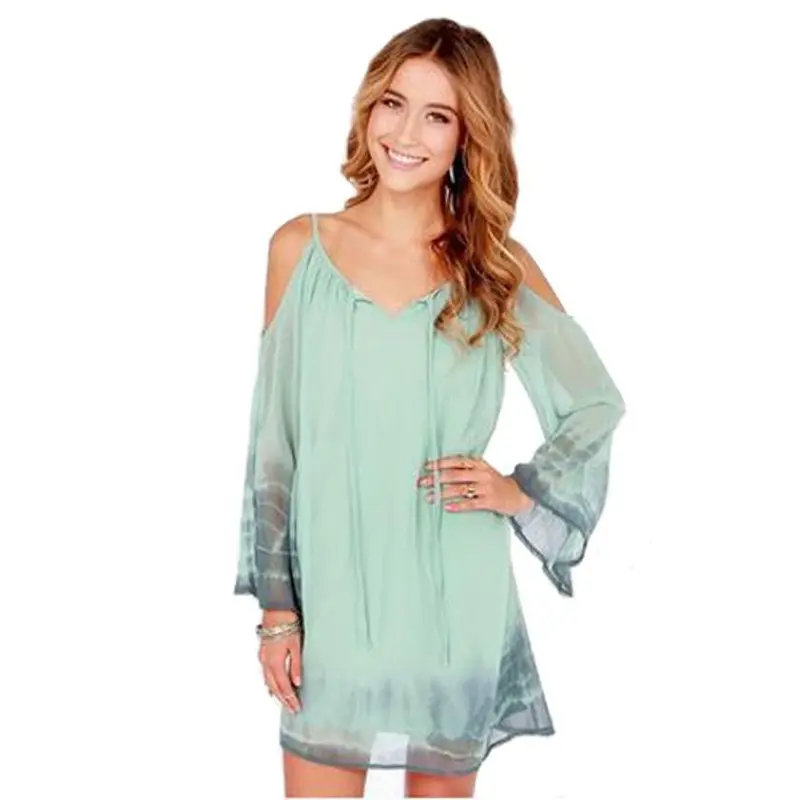 Sexy Women Long Sleeve Casual Casual Chiffon Short Dress Size Plus Xs S M L Xl Xxl 1