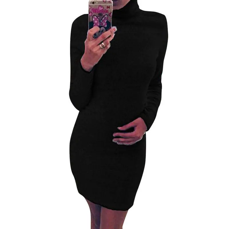 Sexy Women Long Sleeve Turtleneck Bodycon Club Wear Dress Party Dress 1