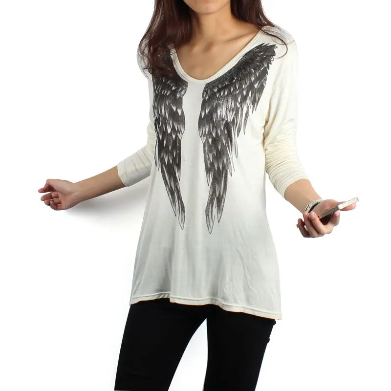 Sexy Women Long Sleeve V Neck Shirt Top Wing Front Top Shirt 1