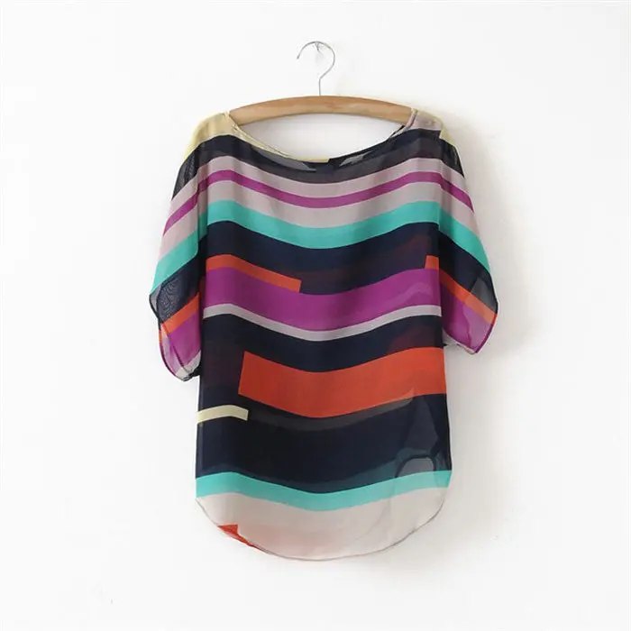 Sexy Women Perspective Casual Loose Chiffon Tops T-Shirt Plus Size 3