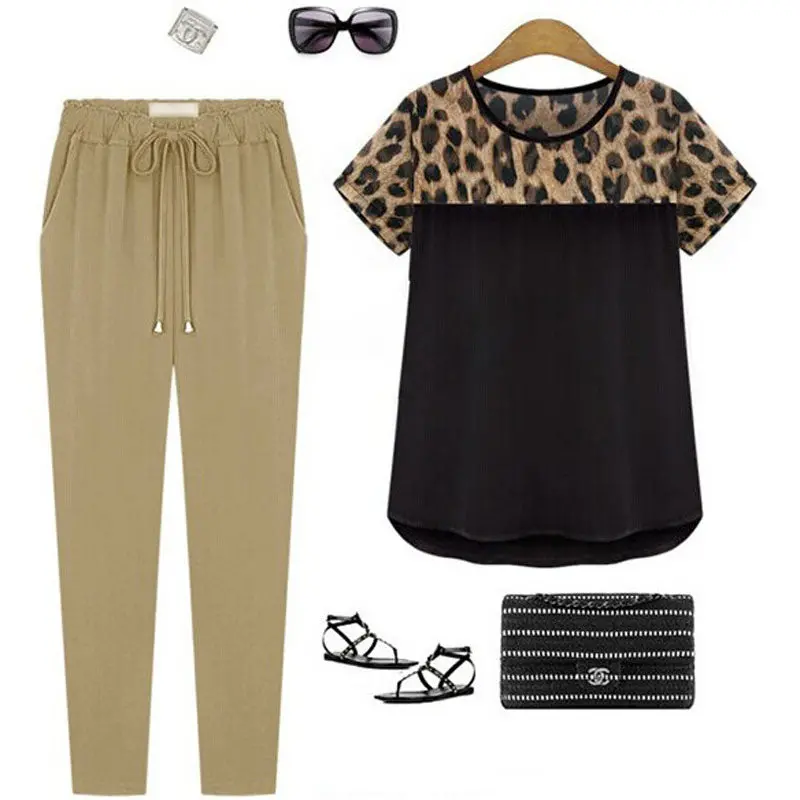 Sexy Women Shirt Casual Tees Lady Girl Plus Size S Xxxl Bodycon Slim Fit Thin Leopard Printing Chiffon Top 1