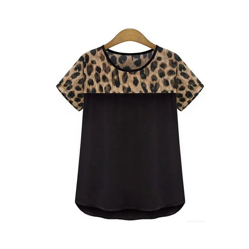 Sexy Women Shirt Casual Tees Lady Girl Plus Size S Xxxl Bodycon Slim Fit Thin Leopard Printing Chiffon Top 3