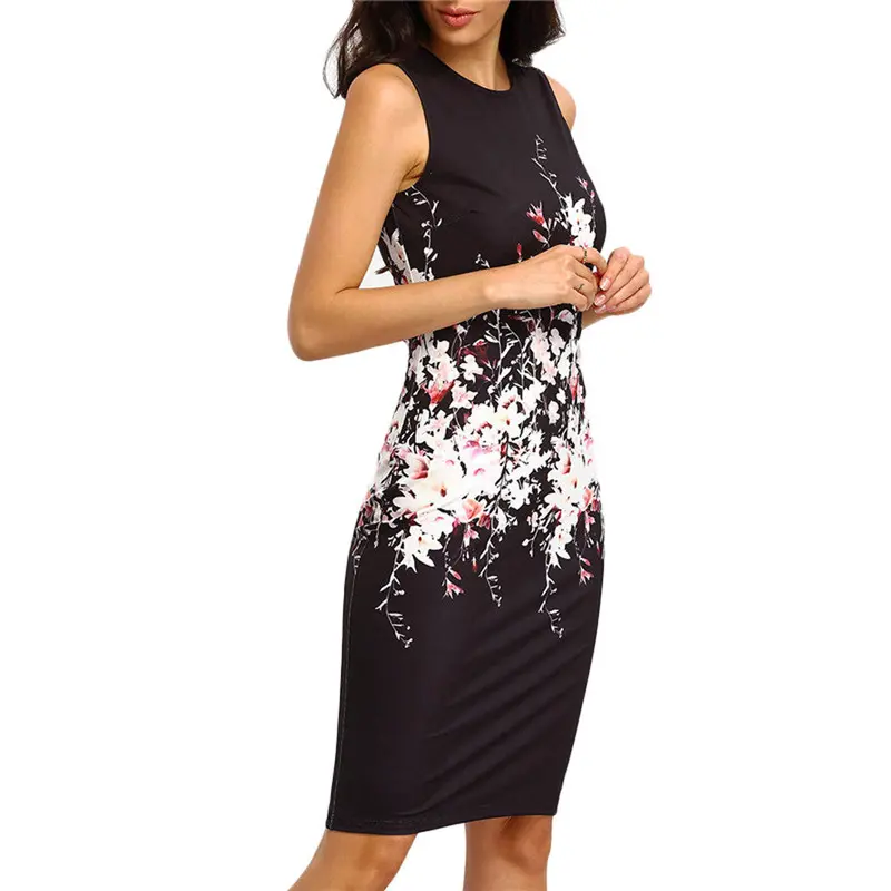 Sexy Women Sleeveless Dress Bodycon Ladies Evening Party Dress Loose Tank Sexy Printing Elegent Vestidos 3