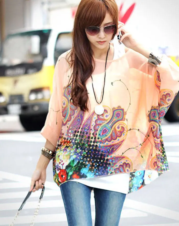 Sexy Women Top Spain Brasil Tropical Tops Batwing Dolman Sleeve Women Beach Girl Chiffon Shirt Vestidos De Festa Bohemian 1