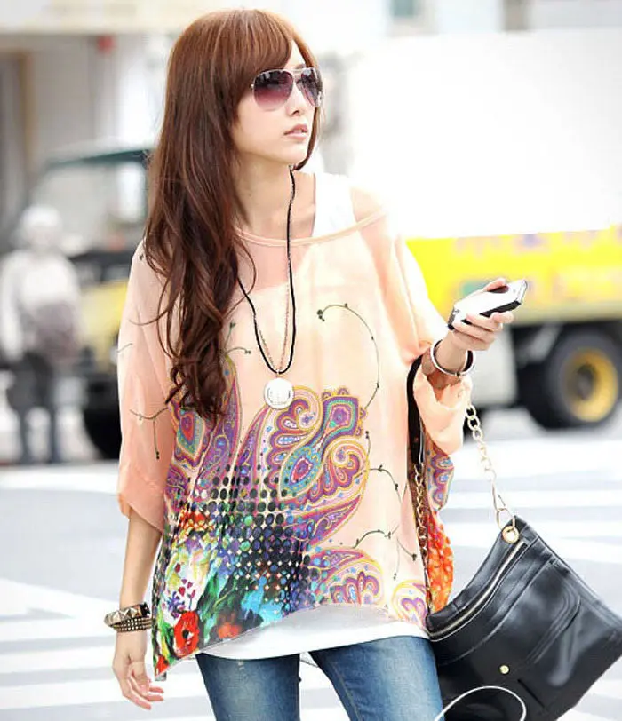Sexy Women Top Spain Brasil Tropical Tops Batwing Dolman Sleeve Women Beach Girl Chiffon Shirt Vestidos De Festa Bohemian 2