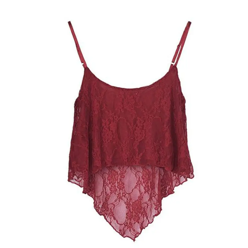 Sexy Women Tops Loose Lace Sling Short Crop Tops Vest Blouses Shirts Style Beach Blusa 1