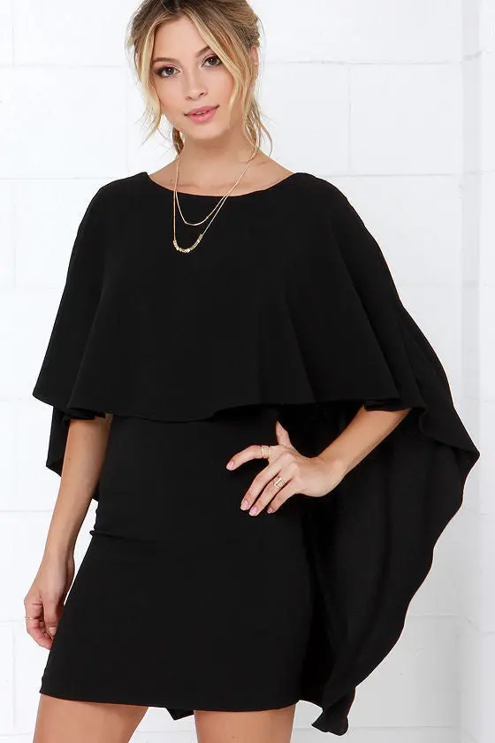 Sexy Women's Back Deep V Ponchos Hollow Out Solid Dress For Evening Party Night Clubwear Bodycon Vestido Lx001 1