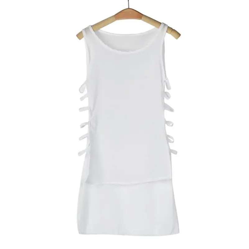 Sexy Womens Casual Chiffon Vtop Sleeveless Hollow Blouse Tank Tops 5