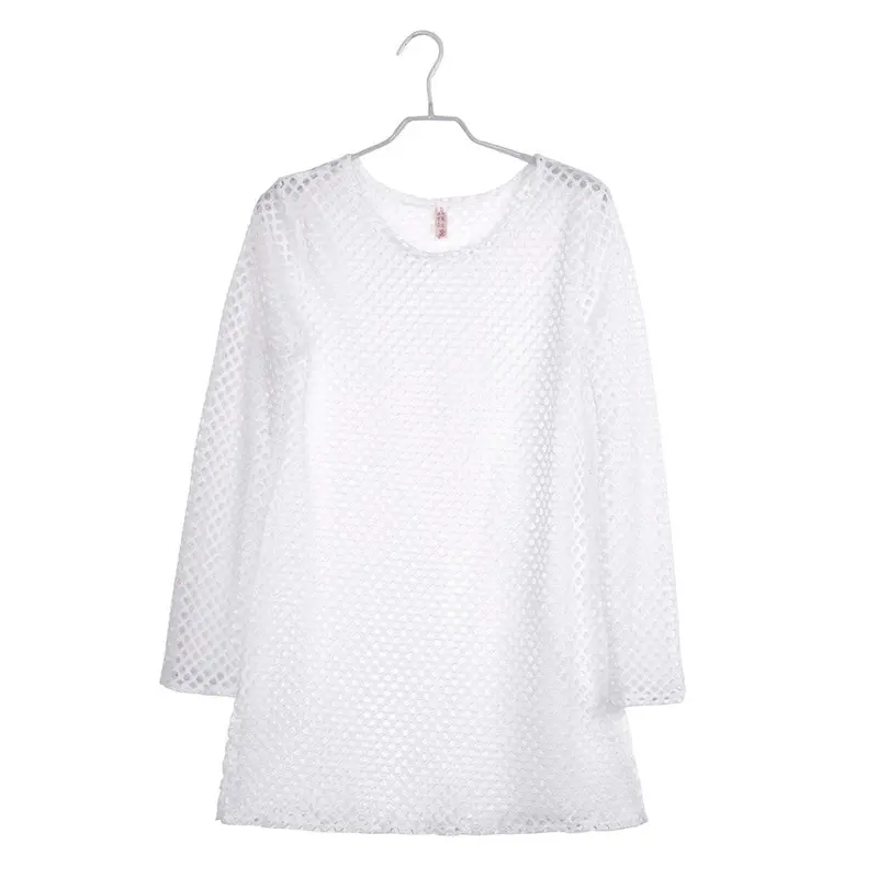 Sexy Women;S Shirt Mesh Hollow Swimwear Casual Sexy Beach Blusa Cover Up Beach Shirt Tops 2