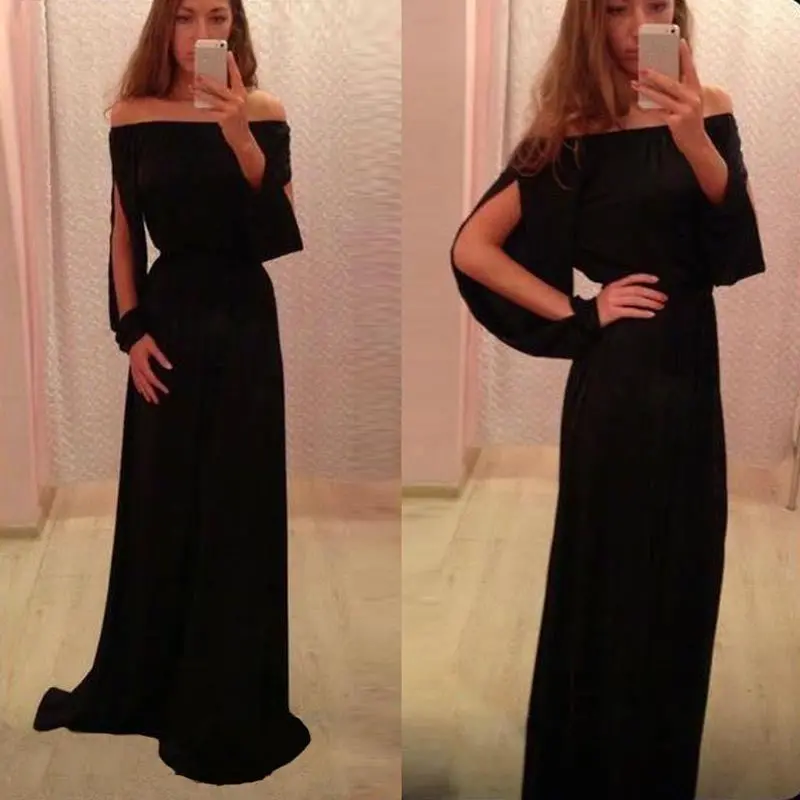 Sexy Womens Strapless Boho Long Maxi Evening Party Dress Chiffon Dresses & 1