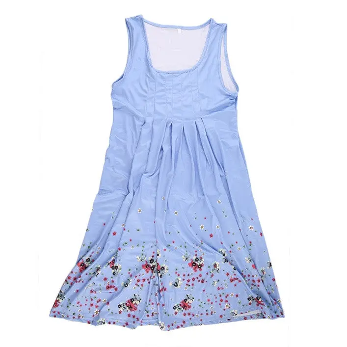 Sexycasual Sleeveless Evening Party Beach Dress Long Dress Floral Print Dress Sleeveless Ankle Length Beach Party Dress 1