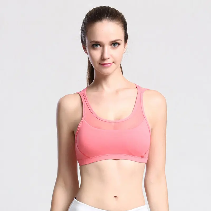 Sexylady Bra Mesh Stitching Absorb Sweat Quick Drying Workout Top Vest 1