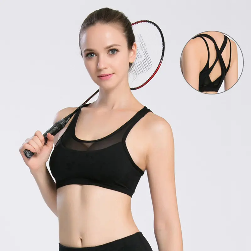 Sexylady Bra Mesh Stitching Absorb Sweat Quick Drying Workout Top Vest 6