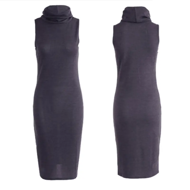 Sexysexy Slim Package Hip High Collar Long Knit Elastic Skinny Dress Three Colors 5