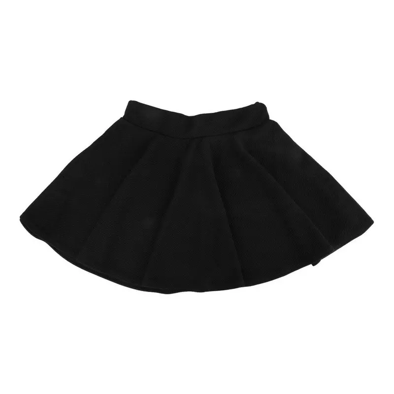 Sexystretch High Waist Plain Skater Flared Pleated Casual Cotton Mini Short Skirt Black 1