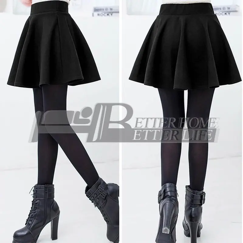 Sexystretch High Waist Plain Skater Flared Pleated Casual Cotton Mini Short Skirt Yks 1