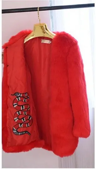 Shaggy Furry Faux Fur Coat Woman Keep Warm Embridery Snake O Neck Long Sleeve Hairy Long Faux Fur Jacket Outwear 1