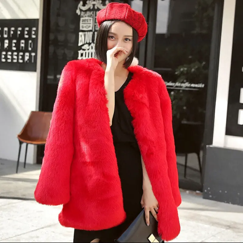 Shaggy Furry Faux Fur Coat Woman Keep Warm Embridery Snake O Neck Long Sleeve Hairy Long Faux Fur Jacket Outwear 4