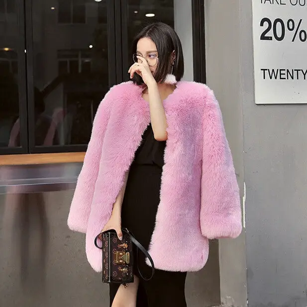 Shaggy Furry Faux Fur Coat Woman Keep Warm Embridery Snake O Neck Long Sleeve Hairy Long Faux Fur Jacket Outwear 6