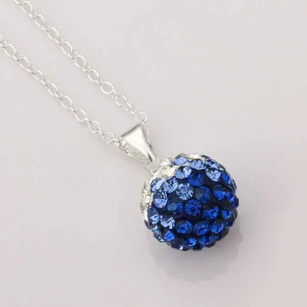 Shamballa Choker Necklace Blue Silver Crystal Vintage Necklace Elegant 2