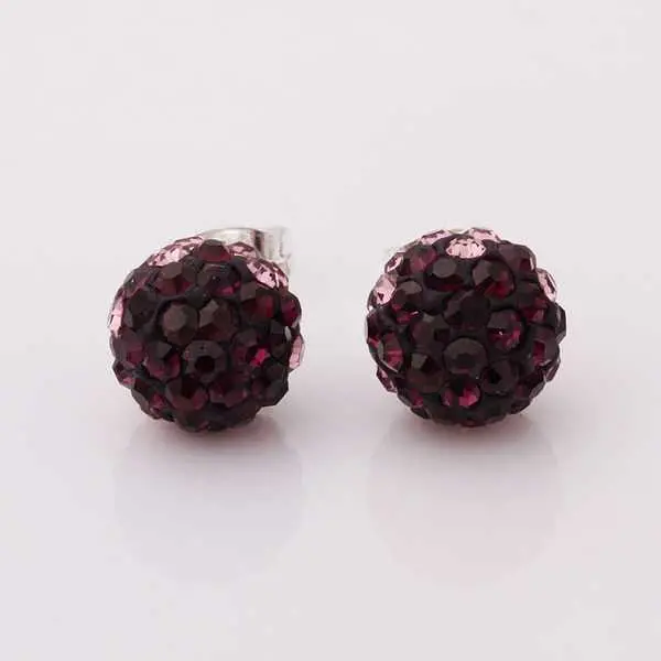 Shamballa Earings Jewelry Black Round Crystal Stud Cuff Sbe1 2