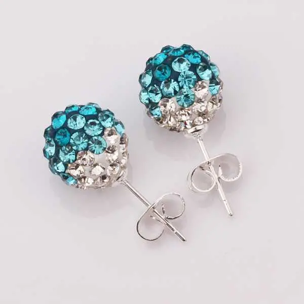 Shamballa Earings Jewelry Blue Round Crystal Stud Ear Cuff Bone Sbe1 3 1