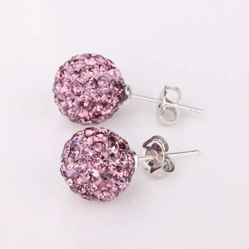 Shamballa Earrings Violet Crystal Stud Orecchini Bijoux Women 1