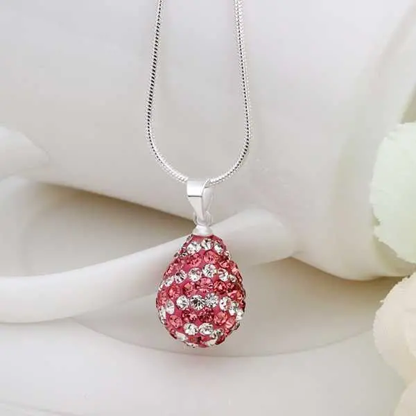 Shamballa Necklace Men Silver Grain Pink Bisuteria Joias 1