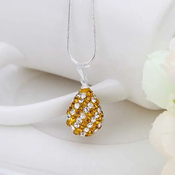 Shamballa Necklaces &Amp; Pendants Silver Grain Yellow Crystal Collares Mujer Floating Charms 1