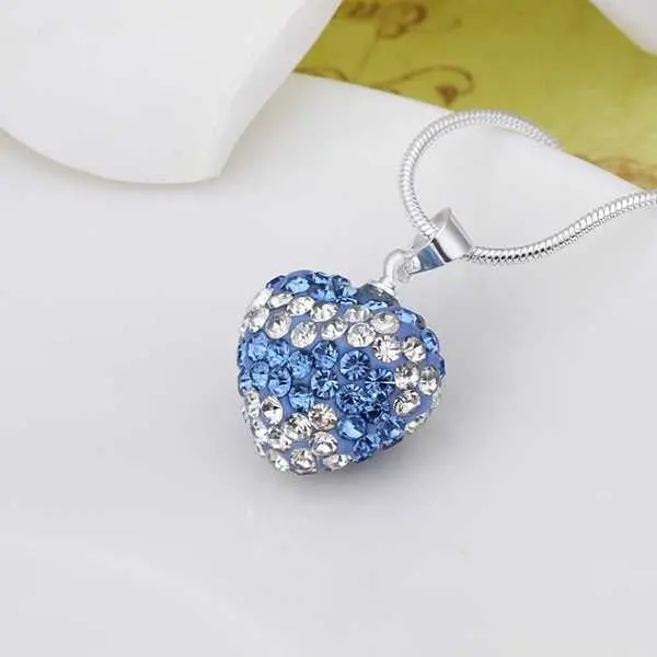 Shamballa Pendant Necklace Blue Silver Love Lp Collares Floating Charms Sbn 98 2