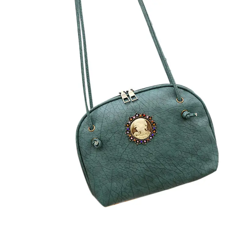 Shining Vintage Women Leather Shoulder Bag Satchel Hbag Retro Beautiful Women Pattern Logo Messenger Bag 2