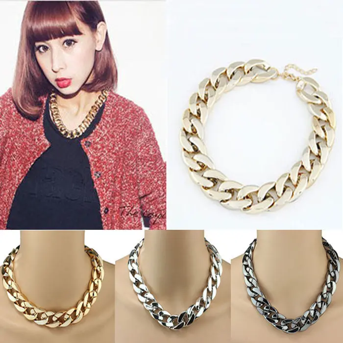 Shiny Link Id Celebrity Style Alloy Choker Necklace Chain & Feida 1