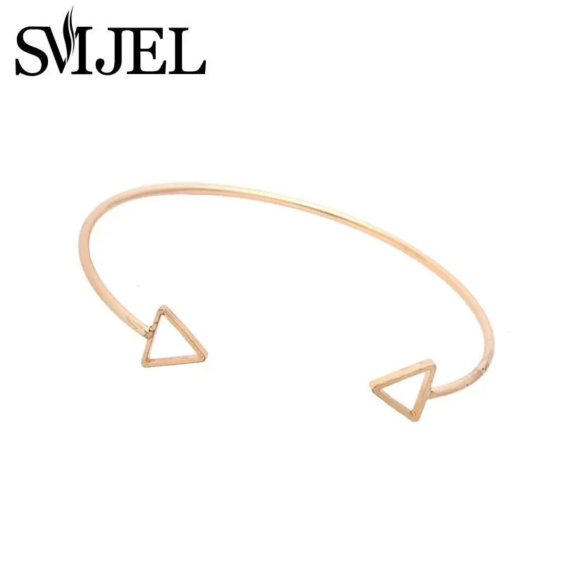 Shiny Polished Open Double Triangles Wire Cuff Bracelet Bangles Gold Plated Geometric Bangle Gifts G031 1