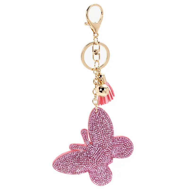 Shiny Women Keychain Cover Rhinestone Inlaid Leather Butterfly Key Cap Gift For Friends Fashion Jewelry Women Jewelry 1