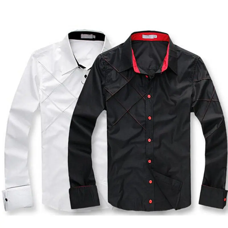 Shirt Men Fashion Mens Casual Button Down Slim Fit Long Sleeve Formal Dress Shirts Men's Camisetas Shirt 1