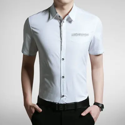 Shirt Short Sleeve Cotton Shirtclothes Casual Printed Denim Shirt Slim Fit Designer Shirt Camisa Masculina 1