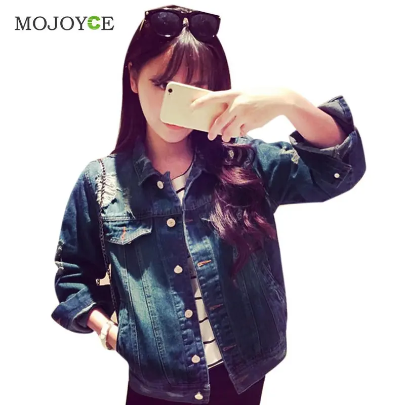 Short Denim Jacket Women Casual Slim Long Sleeve Coat Blue Cardigan Coat Jeans Jacket Women Casual Girls Outwear 1