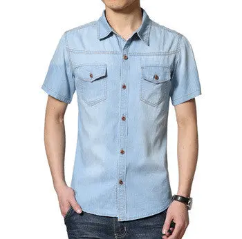 Short-Sleeved Shirt Koreandenim Shirt Slim Large Size Casual Shirt 1
