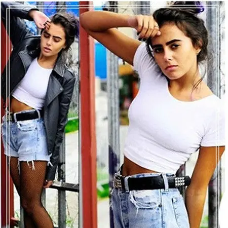 Short Sleeves Tops Sexy Women Basic Tees Cropped Tops Slim Fitting Tank Tops Corset Clubwear Blusa 1