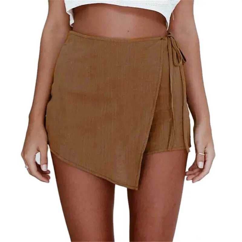Shorts Women Casual Skirt Shorts Beach High Waist Shorts Black White Brown Plus Size Shorts Feida 5