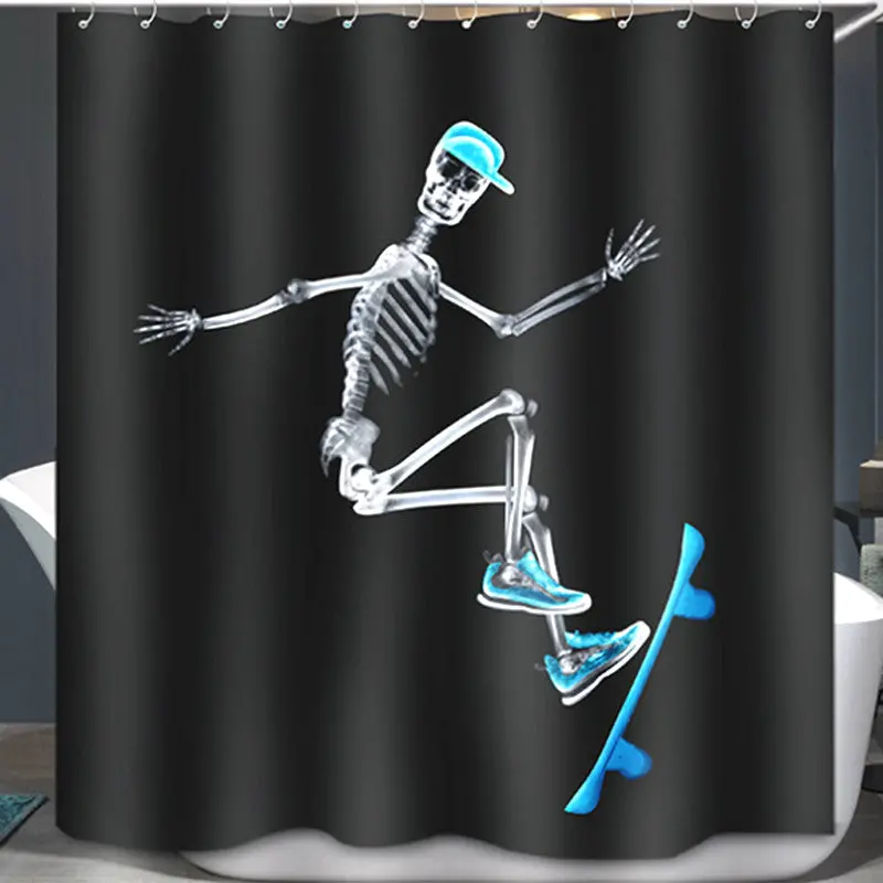 Shower Curtain Freak Show Punk Skull Skateboard Style Bathroom Waterproof Mildewproof Polyester Fabric With Fabric 85773 1