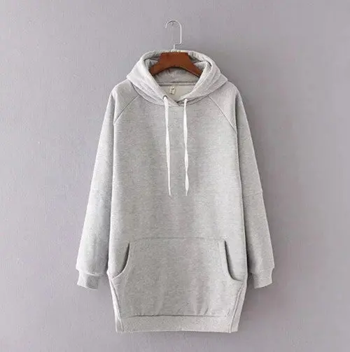 Side Slit Long Hoodies Sweatshirts Harajuku Pocket On Front Sweats Women Clothing Femme Loose Short Jumper Sweats 2 Color 1