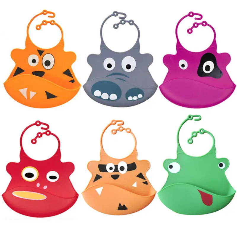 Silicone Baby Bib Cartoon Hippo Infant Feeding Baby Saliva Towel Kid Bibs Rom Color 1
