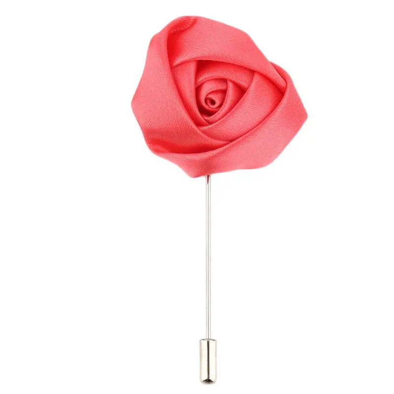Silk Rose Flower Corsage Grooms Best Boutonniere Pin Wedding Flower M15 Colors 10