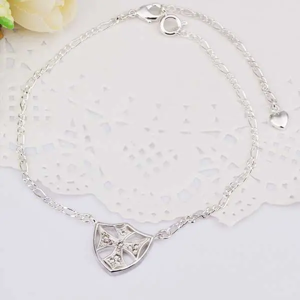 Silver Anklet Insets Cross Ankle Bracelet Bijoux 1