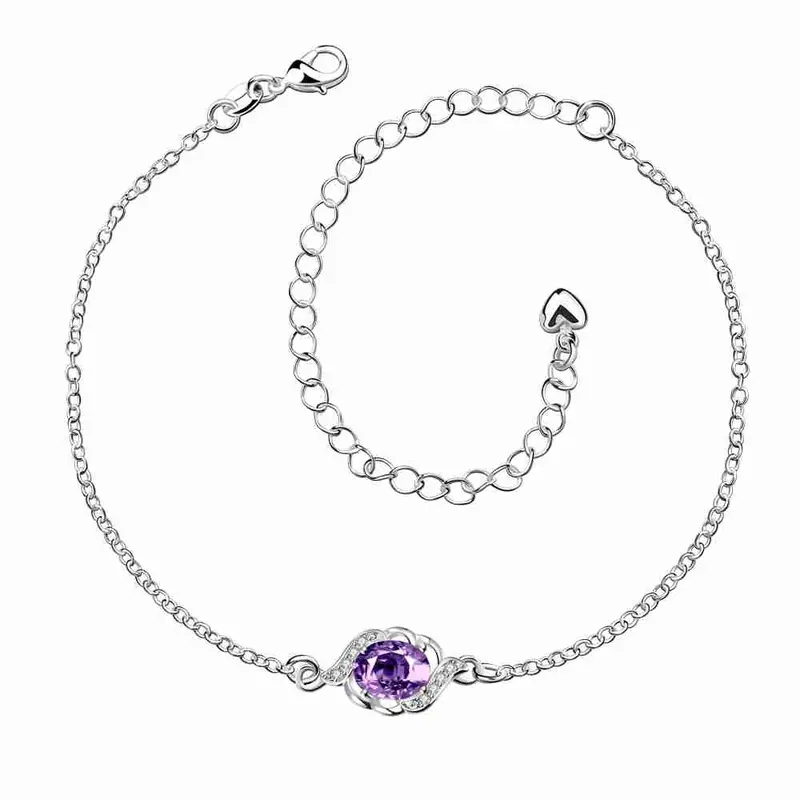 Silver Anklet Oval Simulated Pearl Bracelet On A Leg Jewelry Display 2