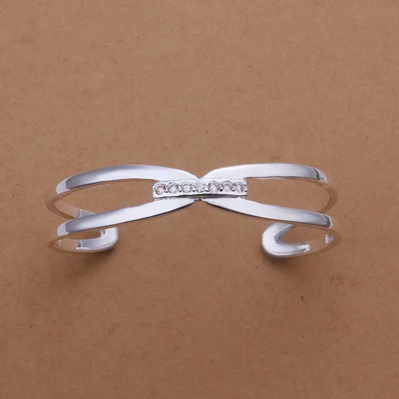 Silver Bangles Women Bracelet Smtb182 1