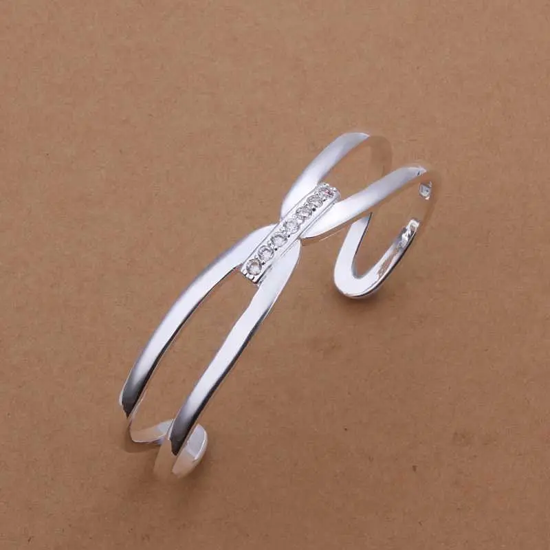 Silver Bangles Women Bracelet Smtb182 2