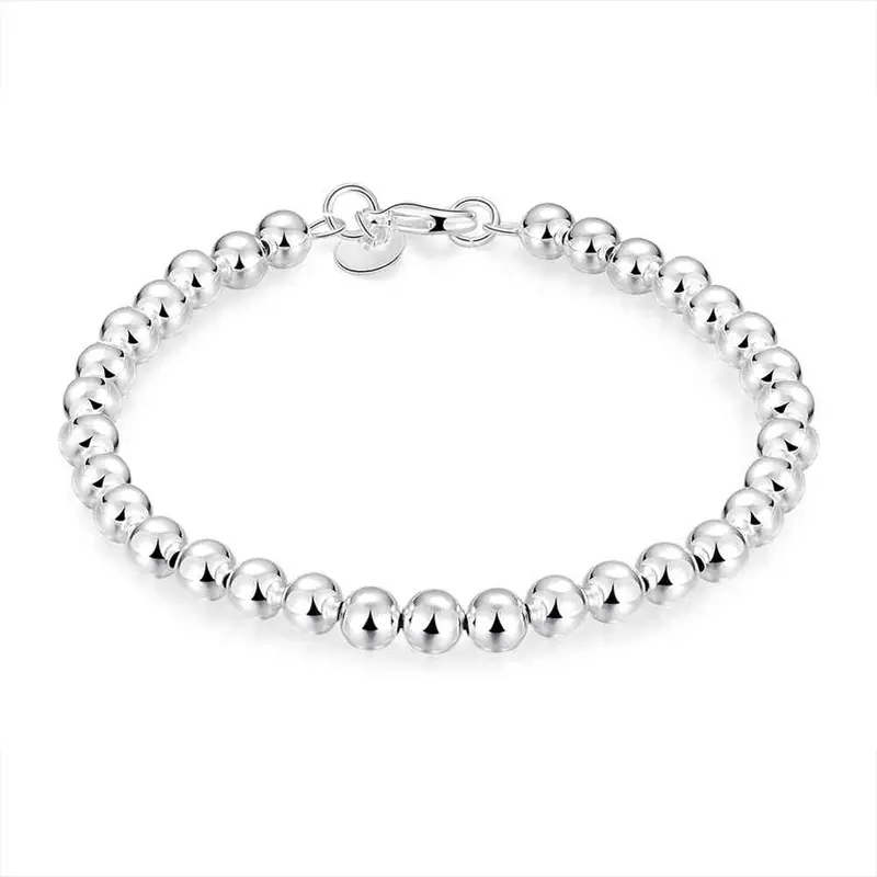 Silver Bracelet 4M Beads Pulsera Jewelry European Style Hbh  2 1